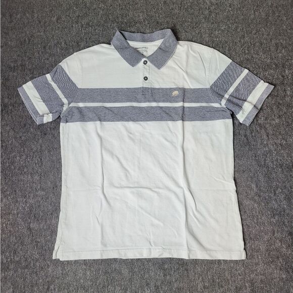 Banana Republic Men's Polo Shirt Size L Elephant Logo Short Sleeve Gray White - Picture 1 of 11